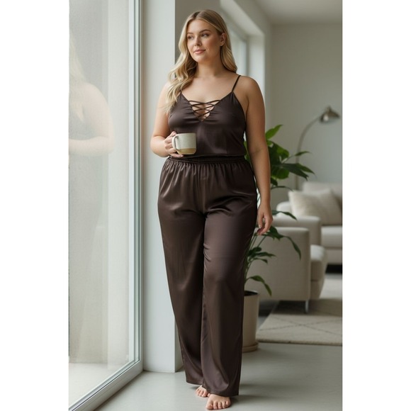 Frederick's of Hollywood Other - 2 Piece Fredericks of Hollywood, Satin Lattice PJ Set, Cami And Bottoms‎ 3X NEW